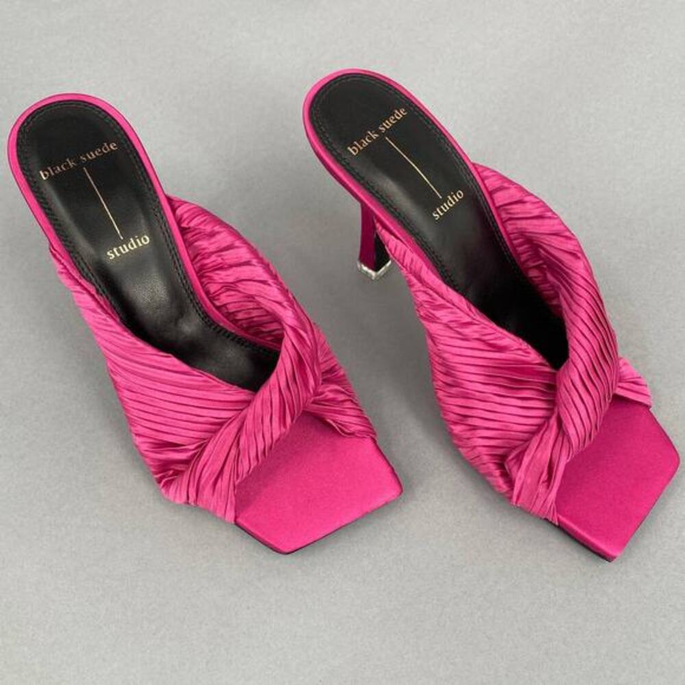Black Suede Studio Liliana Heels Pink Fuschia Women's Size 5 Mules